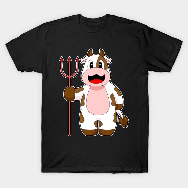 Cow Halloween Devil Trident T-Shirt by Markus Schnabel